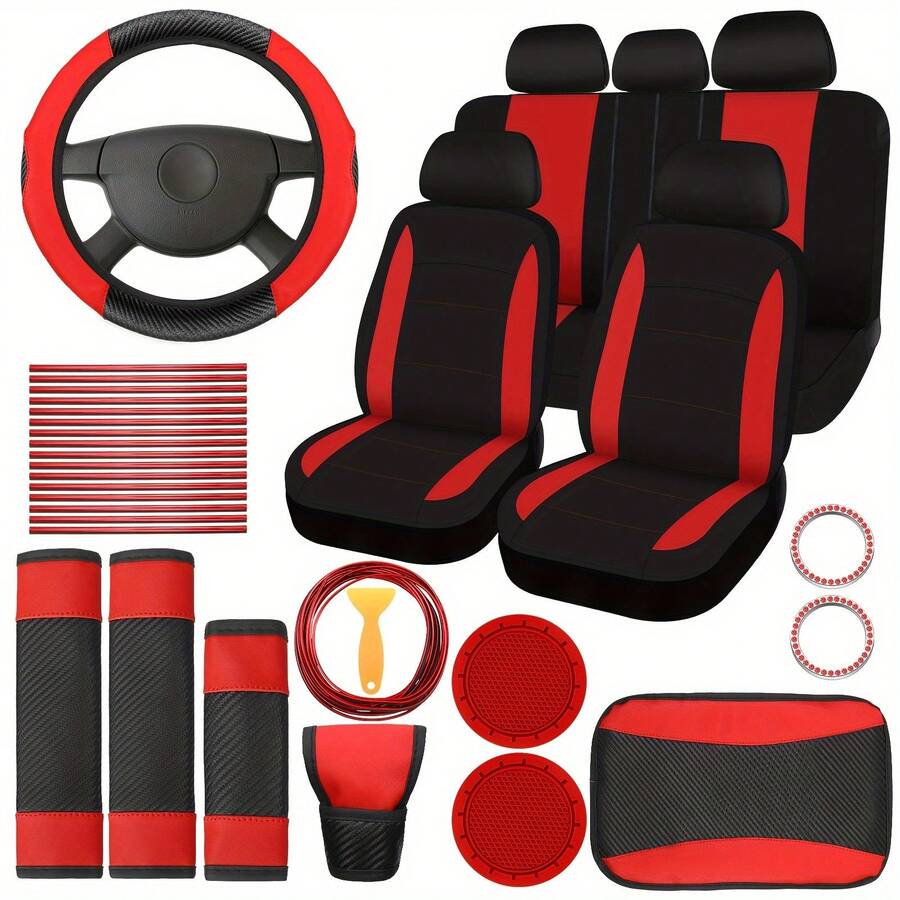 Leather Car Seat Cover - Ensemble d'accessoires intérieurs de voiture 41